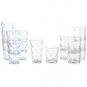 Gibson Home 16 Piece Lattice Glassware Drinkware Set