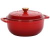 Cast iron 7.5QT cooking pot - Gradient red color - Includes two silicone gloves - Enamel pot