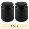 (2 pack) Medium (815mL) Ceramic Ribbed Kitchen Organization Jar, Black