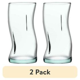 (2 pack) Clear Green Glassware, 14.9 oz