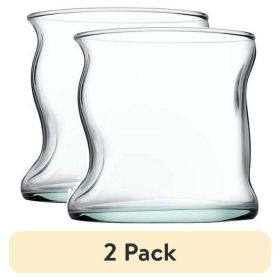 (2 pack) Clear Green Glass, 11.5 oz