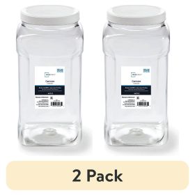 (2 pack) 4-Quart Clear Plastic Canister with White Twist-Top Lid (1 Each) 5.83" x 5.16" x 10.20"