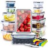 24 Pcs Food Storage Containers with Lids Airtight- Stackable Kitchen Bowls Set Meal Prep Containers-BPA Free Leak Proof Plastic Lunch Boxes- Freezer M