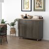 HOMCOM Kitchen Island Cart on Wheels with Triple-Cabinet Storage & Adjustable Shelf