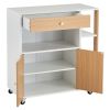 Kitchen Island Cart with 5 Shelves 1 Drawer, Rolling Kitchen Storage, Mobile Island on Wheels, White & Wood