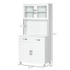 HOMCOM Tall Kitchen Pantry Cabinet Storage, Modern Kitchen Pantry Cabinet with Framed Glass Doors, Shelves and Drawers, White