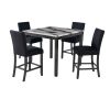 LEONCIA BAR TABLE AND 4 BAR STOOLS