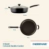 6 Quart Aluminum Nonstick Covered Jumbo Cooker Chef's Pan with Helper Handle, Black