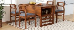TOPMAX Modern 5-Piece 47.2'' Extendable Wood Square Dining Table Set with Two 11.8-inch Drop Leaves