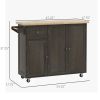 HOMCOM Kitchen Island Cart on Wheels with Triple-Cabinet Storage & Adjustable Shelf