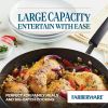 6 Quart Aluminum Nonstick Covered Jumbo Cooker Chef's Pan with Helper Handle, Black