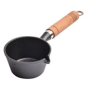 Wooden Handle Cast Iron Pot Household Omelette Pan (Color: As pic show, size: 11x6cm)