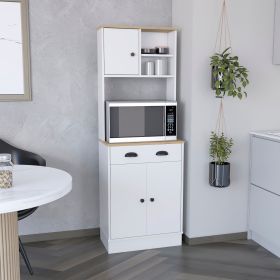 Selmer Pantry Cabinet with Drawer and Three-Doors (Color: White / Macadamia)