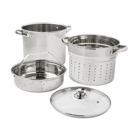 4-Piece Stainless Steel 8 qt Cooker Multipot Set (volume: 8 qt)