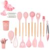 k33pcs Set Wooden Handle Silicone Kitchen Utensils 33 Pieces Set Silicone Spoon Shovel Kitchen Gadgets Set Silicone Kitchen Utensils